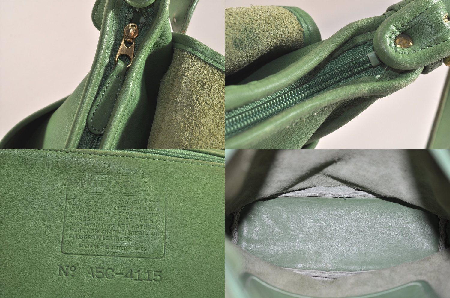 良品　COACH ヴィンテージ　グリーン　スエード　ショルダーバッグ　9476 良品 COACH ヴィンテージ グリーン スエード ショルダーバッグ