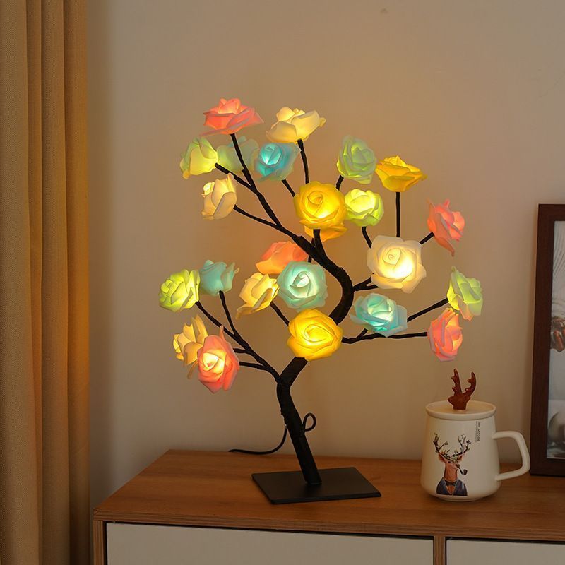 テーブルライト 置物 LED 薔薇の木 ブラック ホワイト USB充電 カラフル テーブルライト 置物 LED 薔薇の木 ブラック ホワイト USB充電
