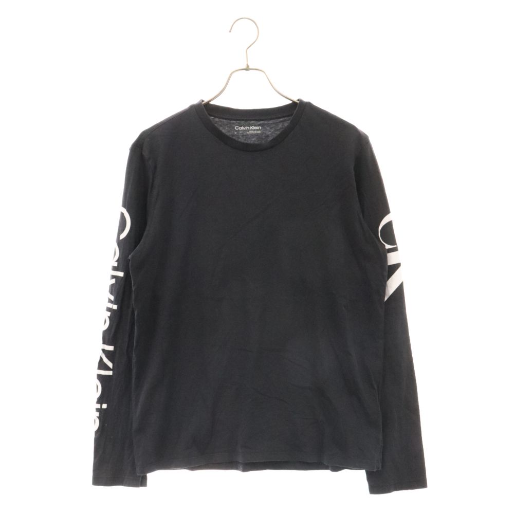 Calvin Klein (カルバンクライン) アームロゴクルーネック長袖Tシャツ ブラック 40IC843