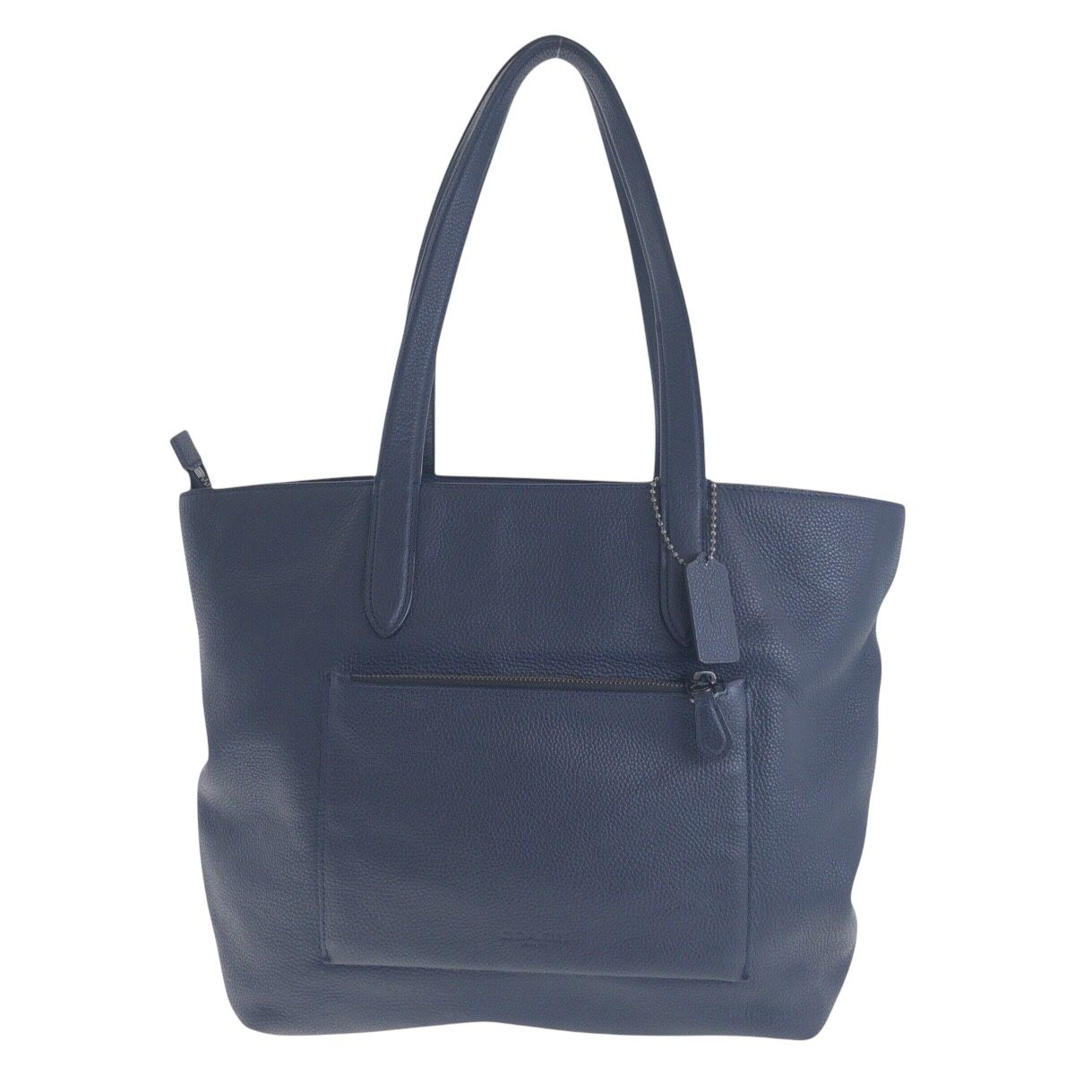 美品 COACH コーチ ネイビー ガンメタ金具 レザー トートバッグ 