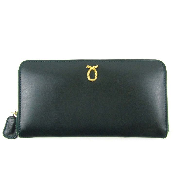 ロウナー 長財布 レザー 小銭入れあり ウォレット ブランド レディース メンズ グリーン LAUNER 【中古】