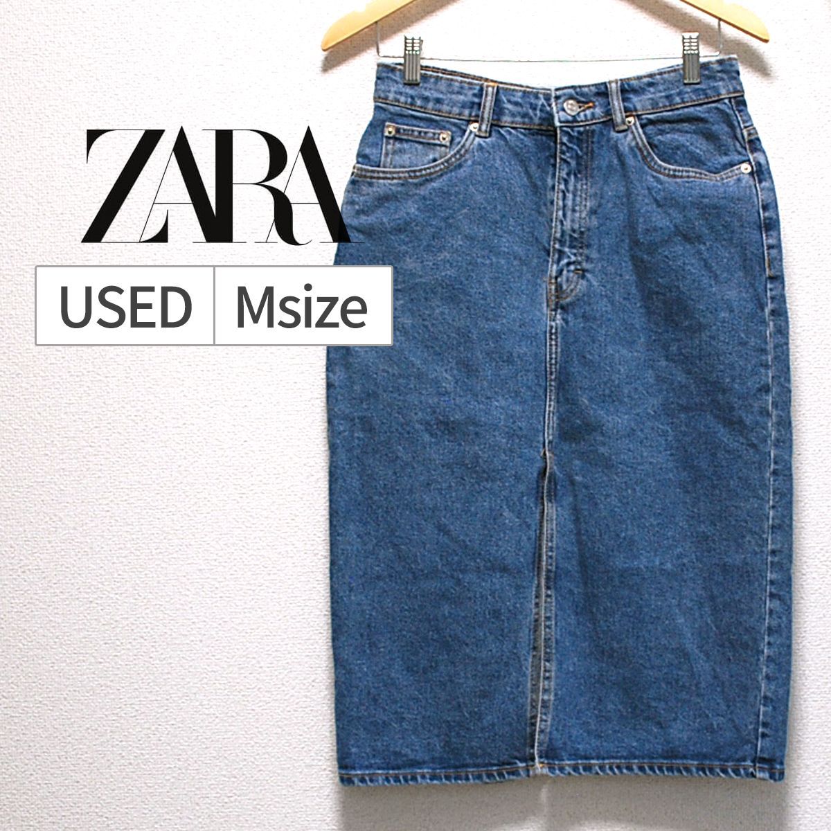 ZARA (ザラ) デニムスカート スリット タイトスカート USED Mサイズ