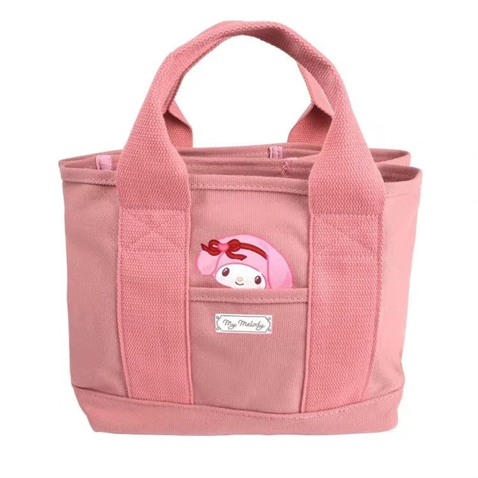 ハローキティ クロミ マイメロディ シナモロール トートバッグ 買い物バッグ 手提げバッグ 収納ポーチ 弁当バッグ エコバッグ キャンバス かわいい おしゃれ 人気 (Color : Pink)