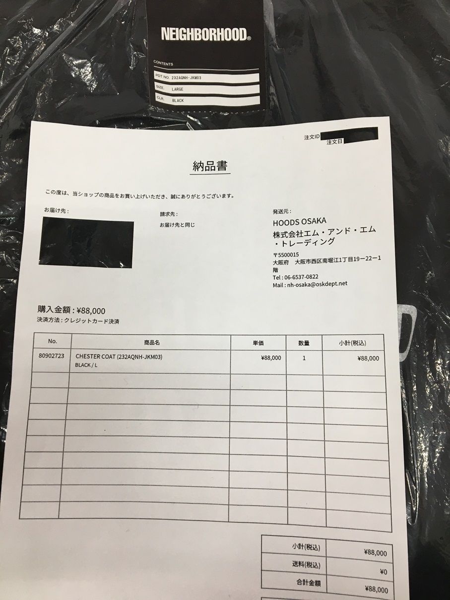 NEIGHBORHOOD CHESTER COAT 23AW BLACK ネイバーフッド チェスター
