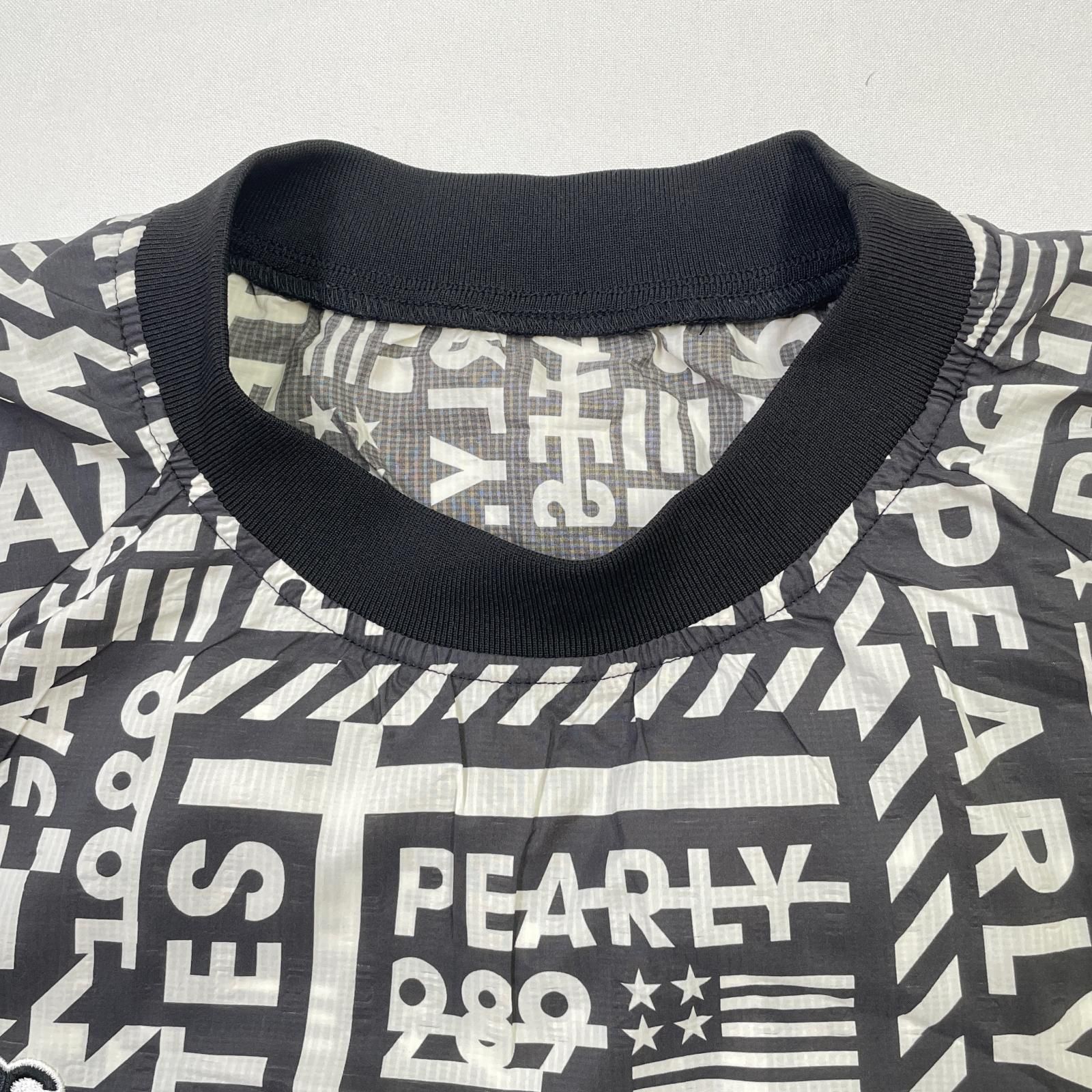 メンズ パーリーゲイツ PEARLY GATES ウィンドブレーカー 5 L 黒×白 長袖 薄手 総柄 クルーネック LLC-HASEGAWATOSO_COM