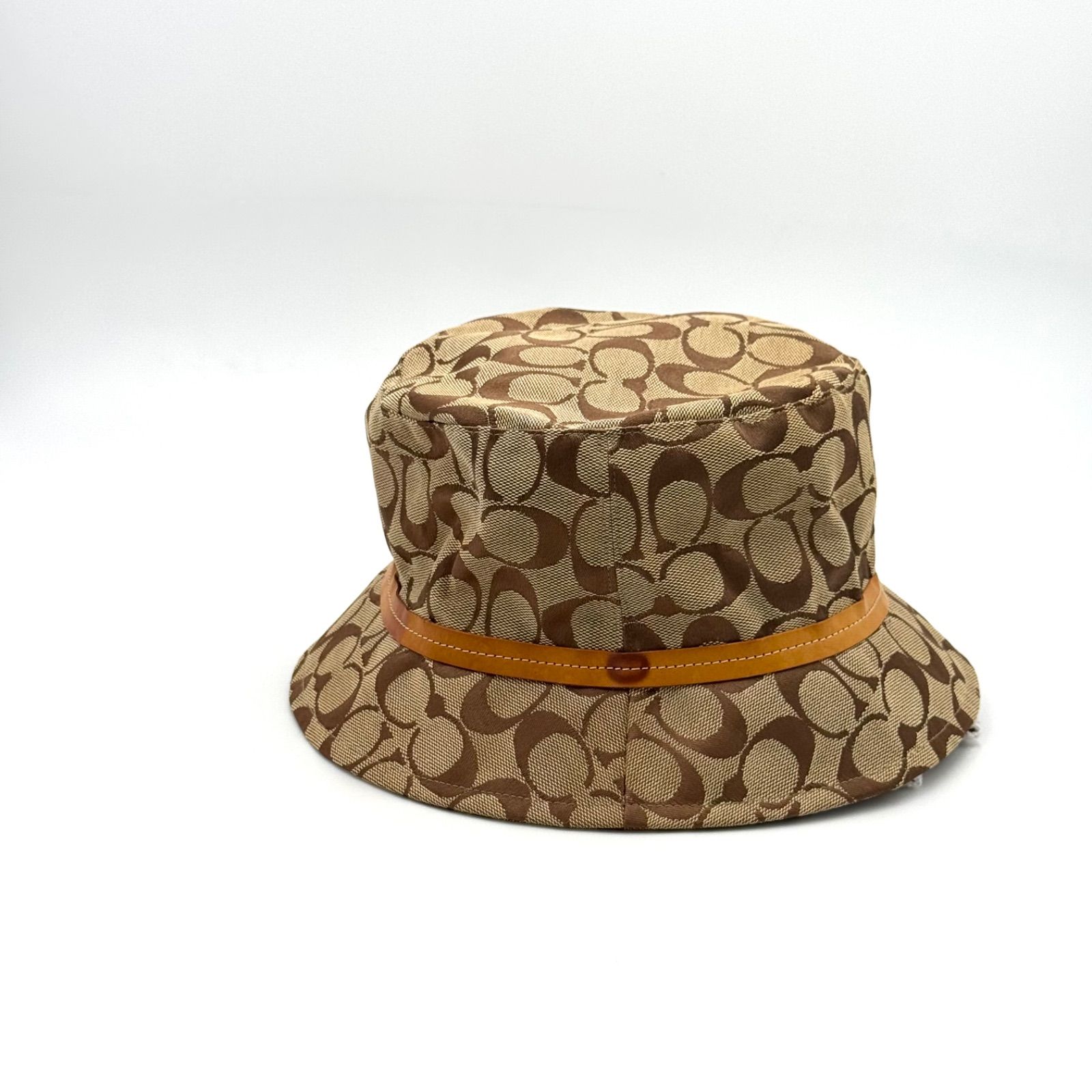 COACH バケットハット ブラウン・ベージュ系 ✨美品✨COACHバケットハット🧢シグネチャー柄M/Lベージュ