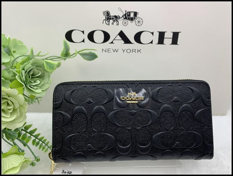 COACH 長財布 コーチ 財布 ラグジュアリー デボスド メンズ ブラック 黒 プレゼント ロング ジップ ウォレット誕生日 記念日 新品 未使用 ファッション F53834 C106Z-7