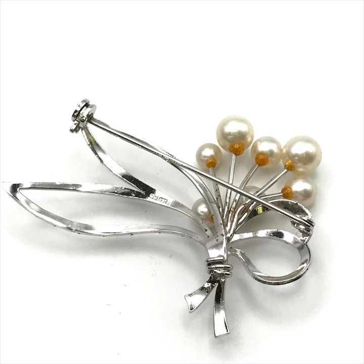 【美品 silver】真珠 花束 ブローチ 極美品✨ ブローチ パール 真珠 フラワーモチーフ 花 シルバー