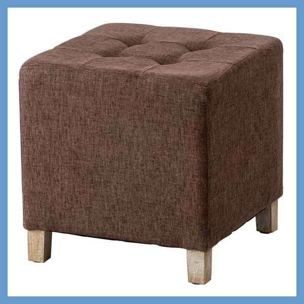 ２脚セット ファブリッククッションスツール スクエア W35×D35×H35cm No.001 ブラウン