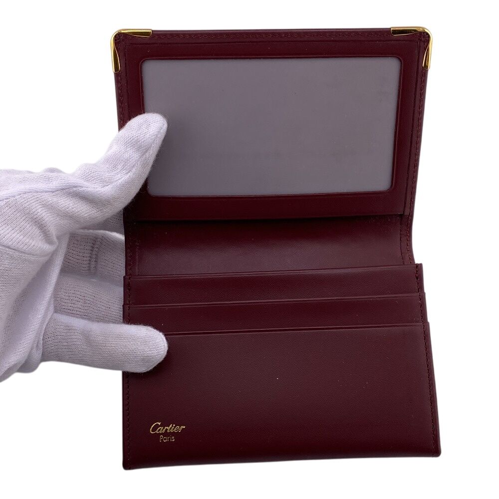 新品同様 Cartier マストライン カードケース ボルドー 名刺入れ Cartier カルティエ マストライン レザー カードケース カード