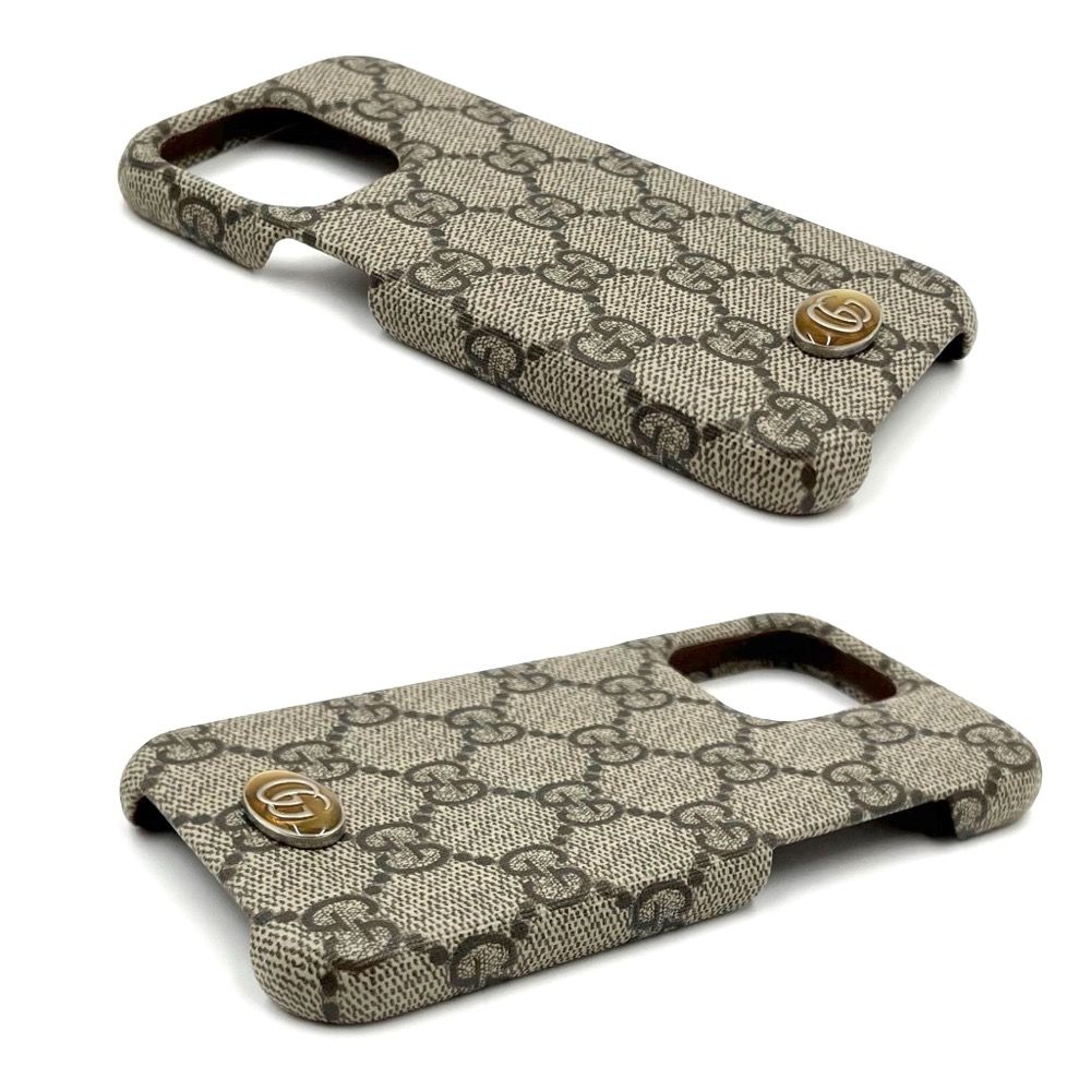 GUCCI - GUCCI グッチ iPhoneケース オフィディア iPhone13PRO用 スマホケース アイフォンケース メンズ レディース 男女兼用 小物 701332 GGスプリームキャンバス    ベージュ エボニー ユニセックス 定番 美品【中古品】 グッチ iPhoneケース ユニセックス オフィディア iPhone13PRO用