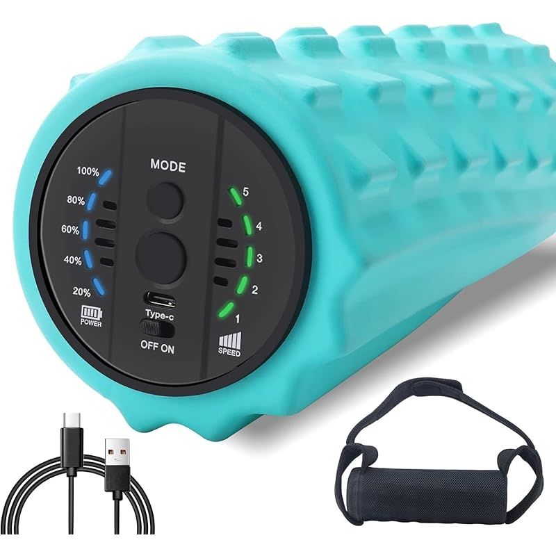COOBST 振動フォームローラー 電動フォームローラー 5段階強度切替 充電式 バッテリー内蔵 高耐久 EVAソリッドコア フィットネス ヨガ スポーツ リカバリ キャリーバッグ付属