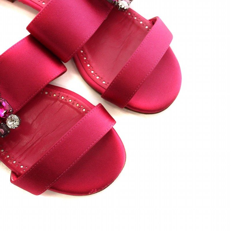 マノロブラニク VERDAFLAT ミュール サンダル ビジュー 38 ピンク