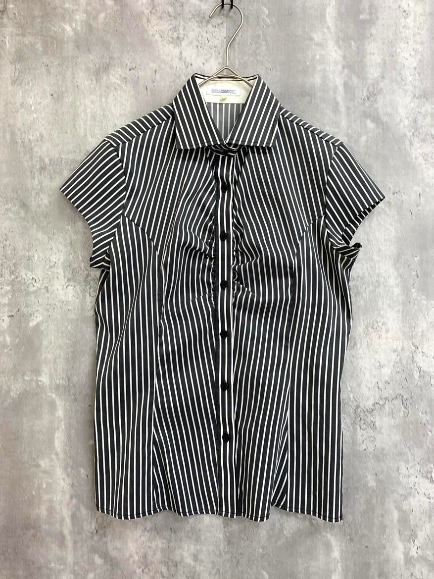 2点おまとめ 美品♡ナラカミーチェ ネイビーS＆グレーブルーストライプシャツS NARACAMICIE】ストライプクレリック七分袖シャツ(1(M)9号