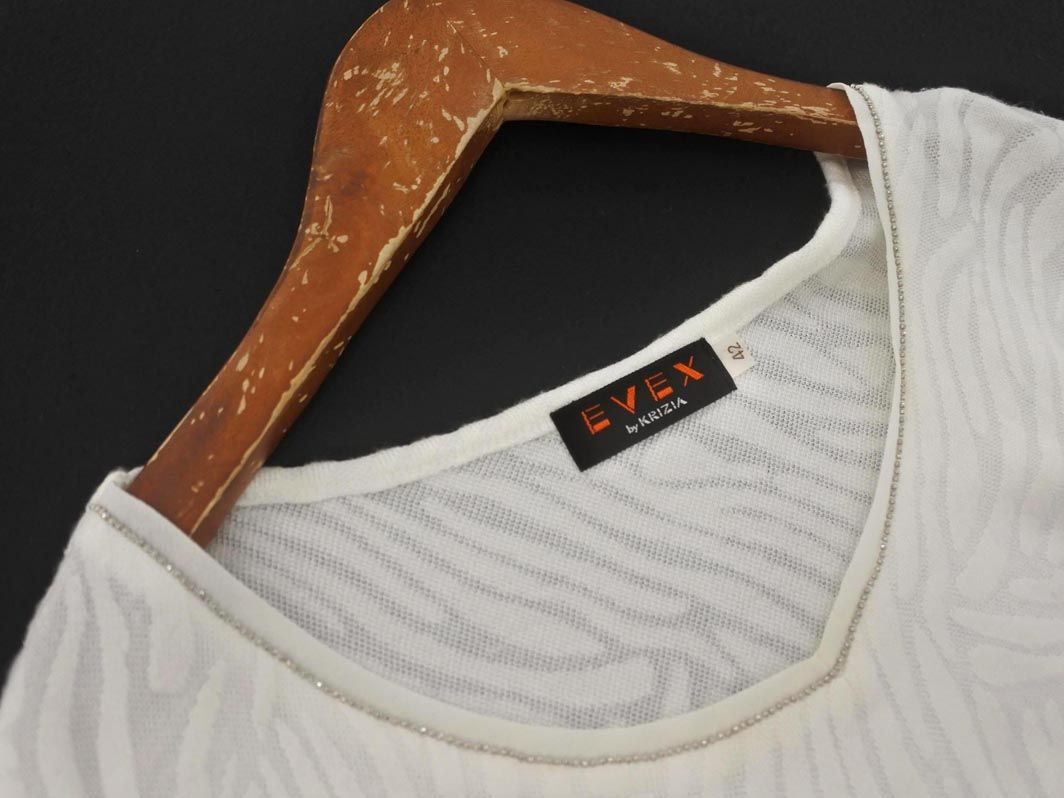 美品/クリッツィア EVEX by KRIZIA カットソー 表記 42号 L 11号 相当 白 ホワイト レディース 春 夏 トップス 異素材 半袖 ゆったり EVEX by KRIZIA｜エヴェックスバイクリツィアのTシャツ
