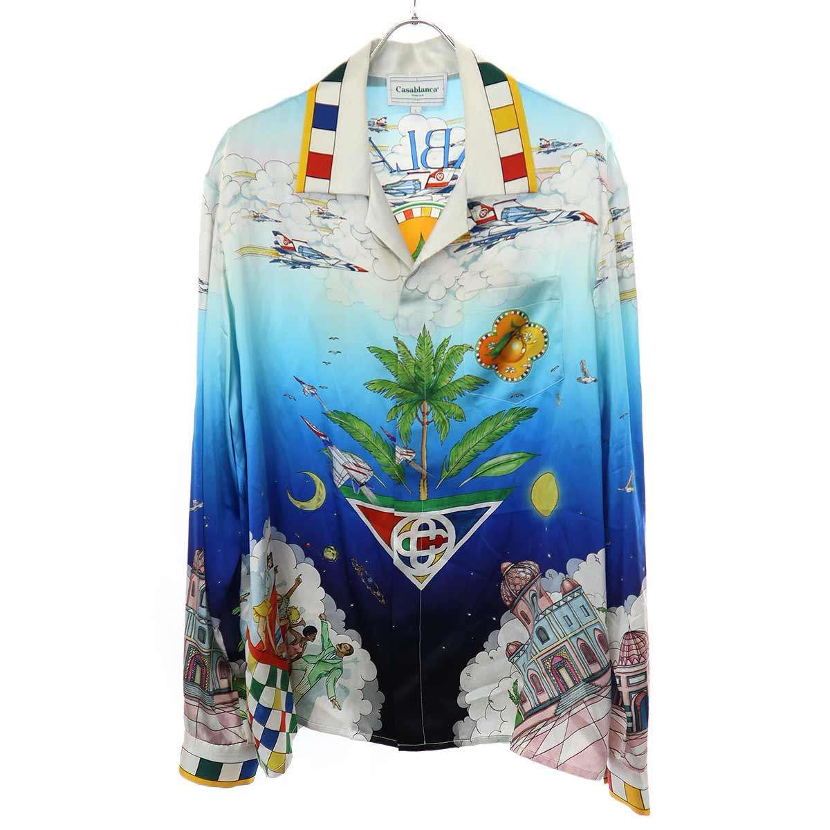 CASABLANCA カサブランカ 23AW Cuban Collar Long Sleeve Shirt シルク 