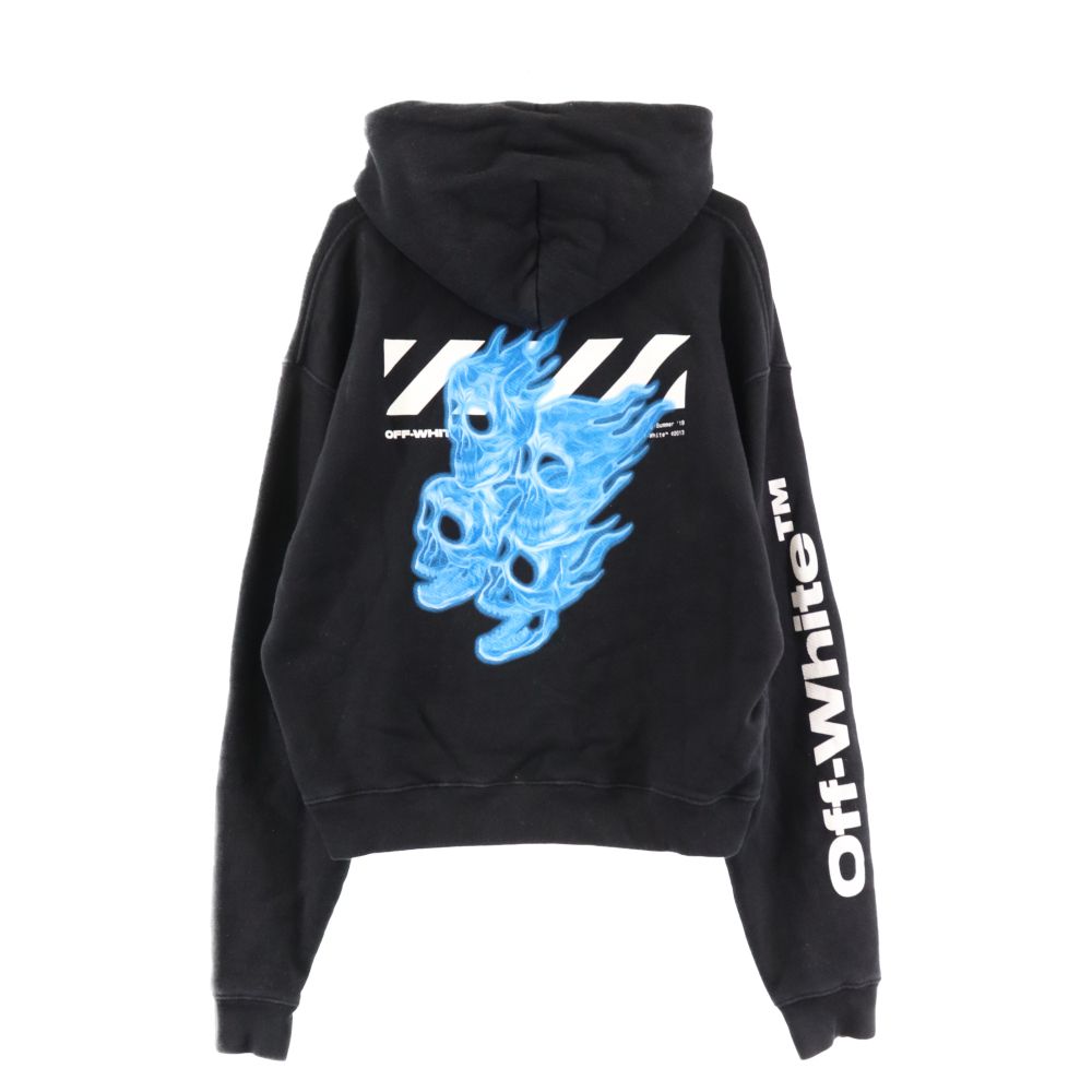 OFF-WHITE (オフホワイト) 19SS DIAG SKULLS OVER HOODIE スカルプリント スウェットプルオーバーパーカー  ブラック - メルカリ