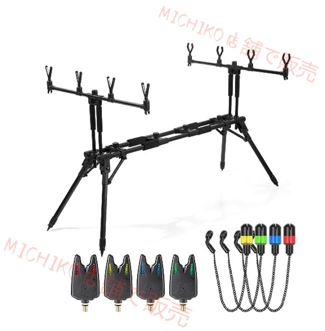 釣り具セット 調節 な釣り竿スタンド 釣りバイトアラームと釣り餌スインガー付き