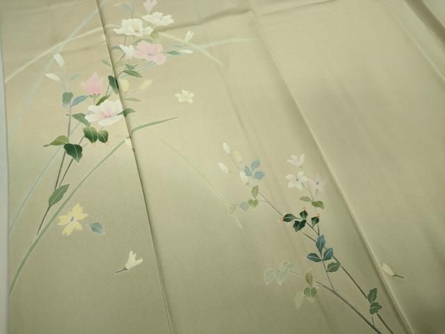 平和屋着物□極上 本加賀友禅作家 南克治 訪問着 枝花文 練色地 暈し