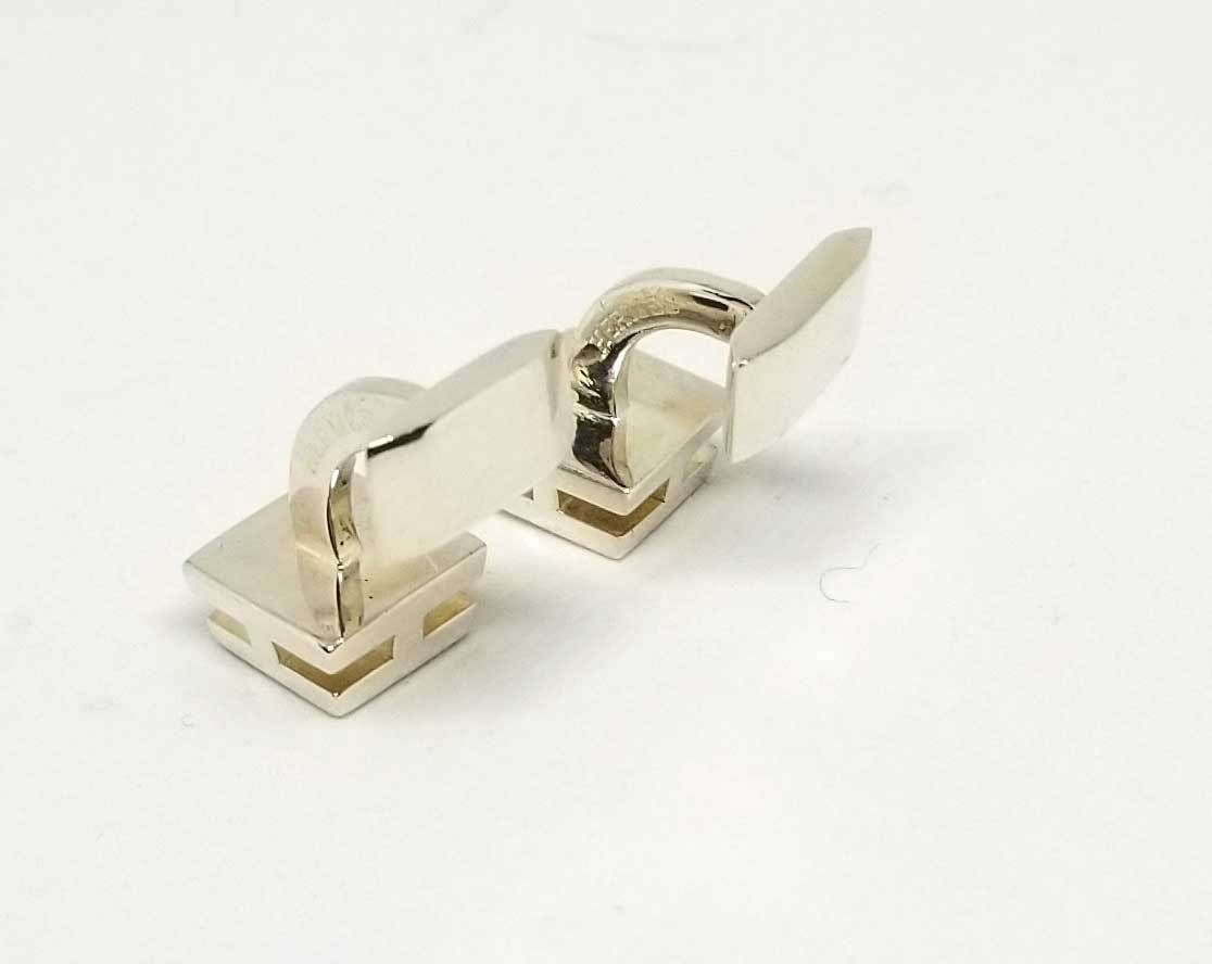 エルメス カフス スクエア シルバー製 Hロゴ カフリンクス カフス