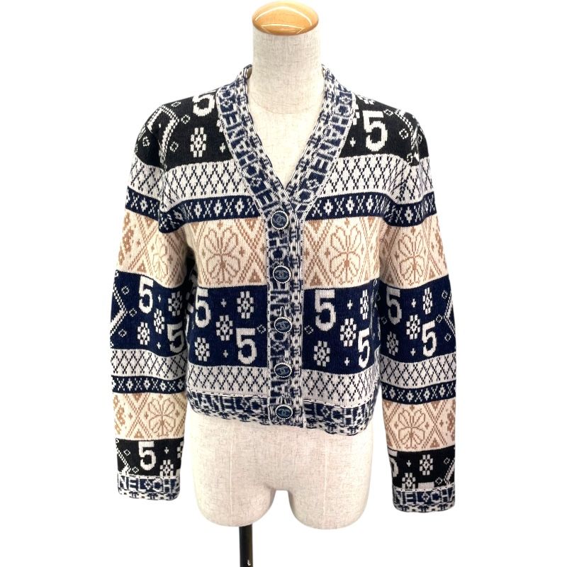 シャネル CHANEL フェアアイル柄ニットカーディガン P65173 マルチカラー カシミア レディース カーディガン