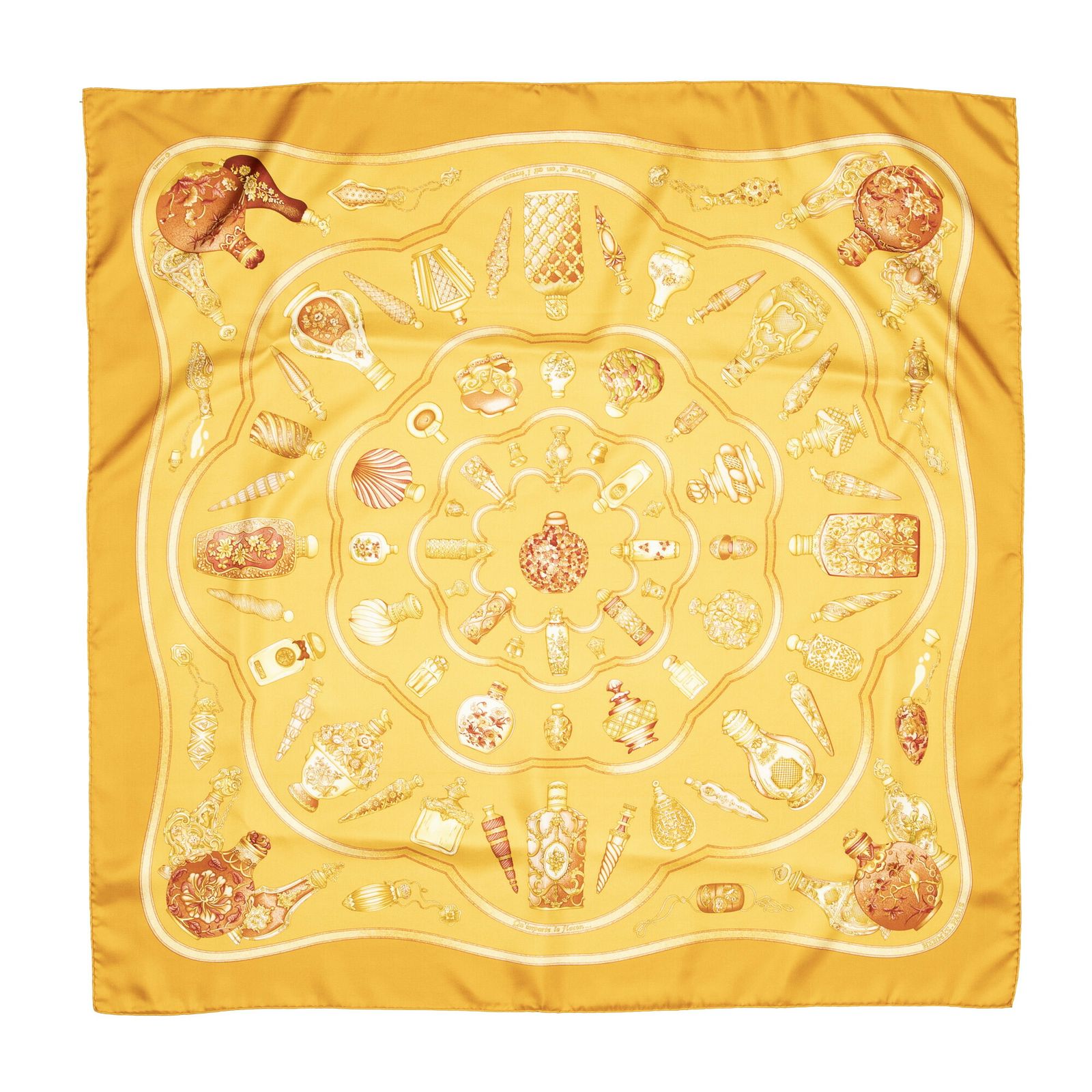 HERMES エルメススカーフオレンジ ツイルシルクA