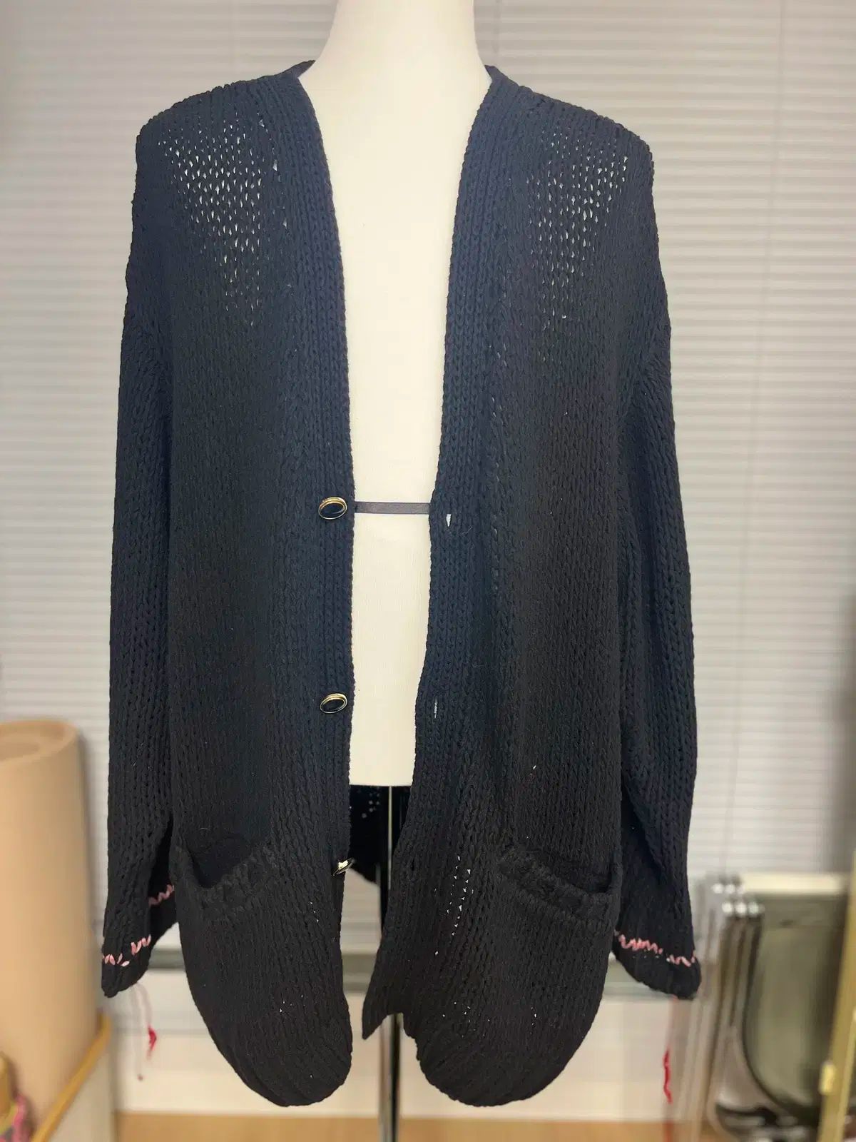 ネオンサイン NEONSIGN ブラック オーバーサイズ グランジ ニット ジャケット 46