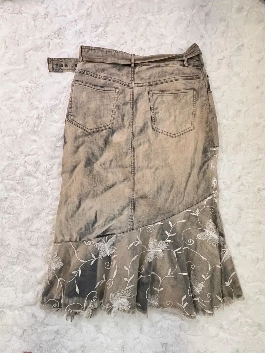 ヴィンテージ レース デニム ロング スカート ベルト 含む