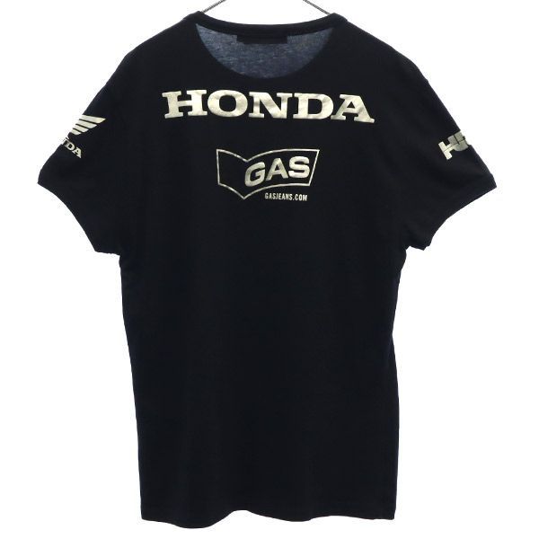 ガス ホンダ コラボ プリント 半袖 Tシャツ S ブラック GAS HONDA 