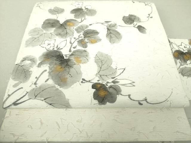 平和屋着物○九寸名古屋帯 白山紬 友禅 作家物 葡萄蔦の