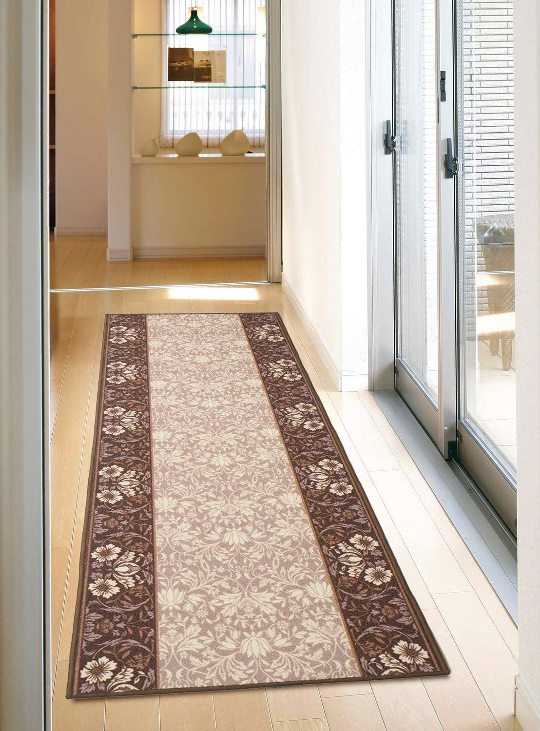 Size 約80X240cm_Color ブラウン 萩原 廊下敷き ブラウン 約80X240cm 手洗いOK 滑りにくい加工 エレガンス 240616814