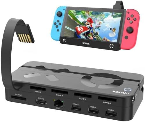 Unitek 2025年 10-in-1 Switch多機能カードリーダー切り替え器 switchドック Nintendo Switch-Switch OLED対応 切り替え4 収納1 充電しながらテレビに映せる