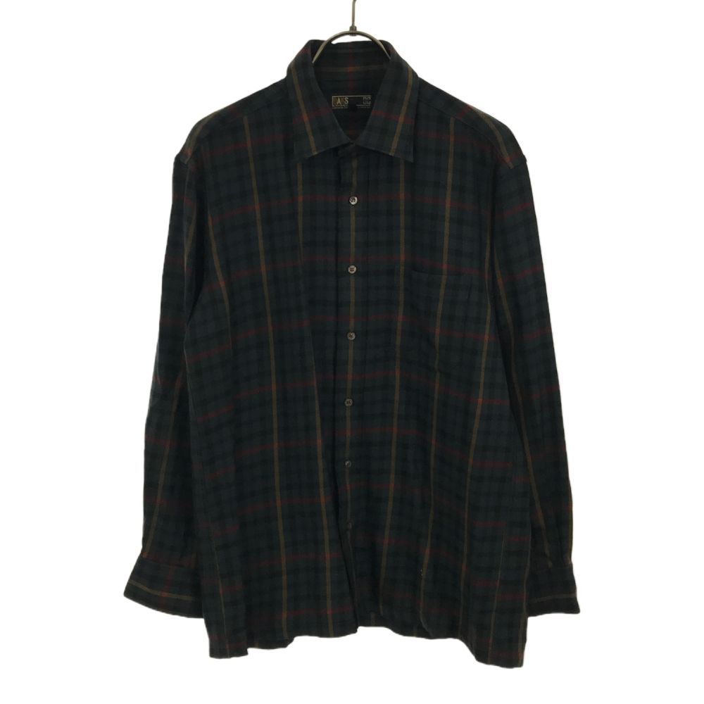 ダックス 日本製 長袖 チェックシャツ M グリーン系 DAKS メンズ 古着 【240325】