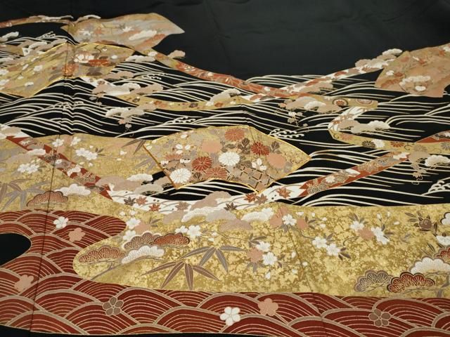 黒留袖 作家物 寿峰 流水に鯉 松 金彩 KK-1985 山下志泉】 伝統的工芸