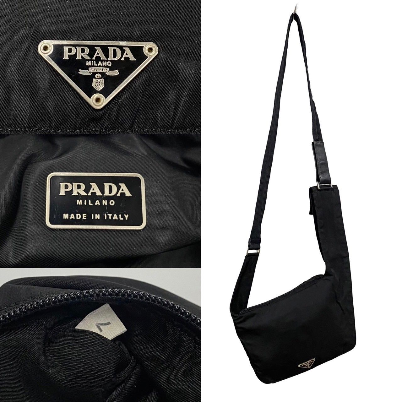 極 美品 希少品 PRADA プラダ 三角ロゴ ナイロン レザー 本革