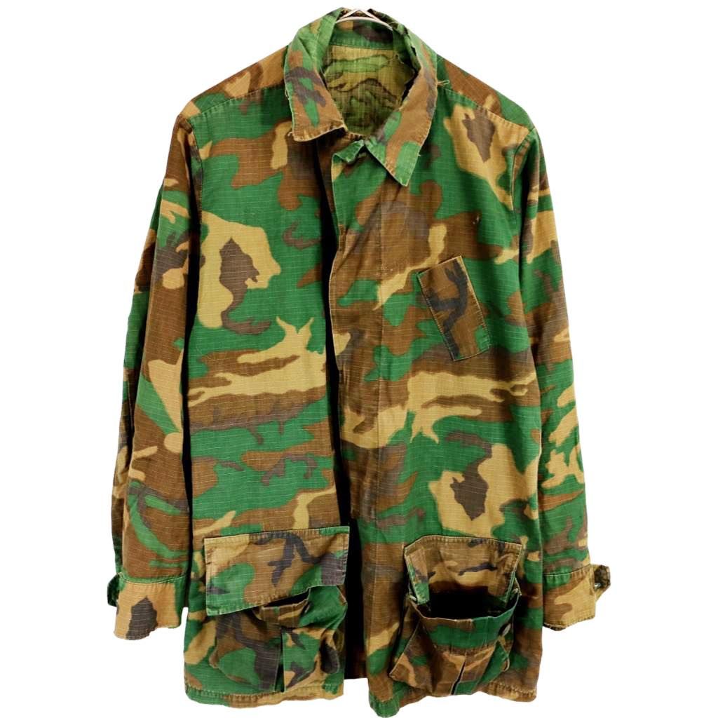 70年代 米軍実物 U.S.ARMY ジャングル ファティーグジャケット ヴィンテージ ミリタリー ERDL迷彩 (メンズ M相当) 中古 古着 O2240