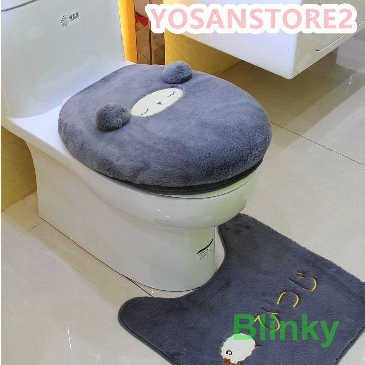 便座カバー 3点セット 便座 カバー 厚手 厚め トイレマット フタカバー 蓋カバー ひつじ うさぎ ヒツジ ウサギ トイレ用品 マット セット