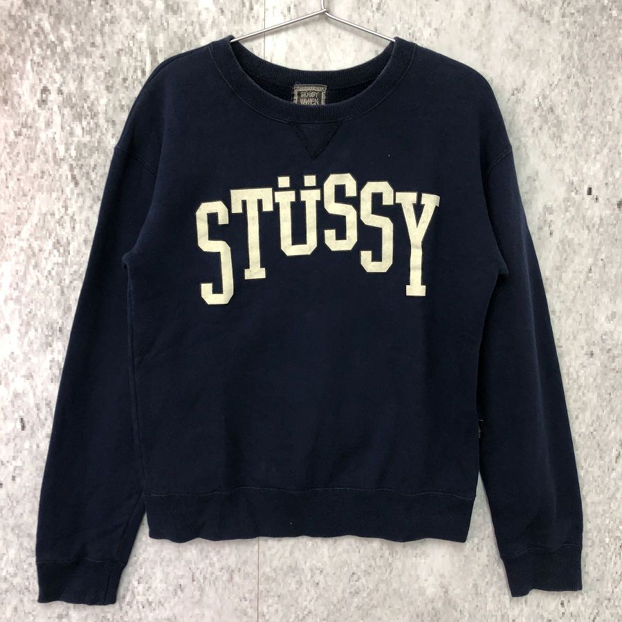 1円スタート STUSSY ステューシー 裏起毛ロゴプリントトレーナー 