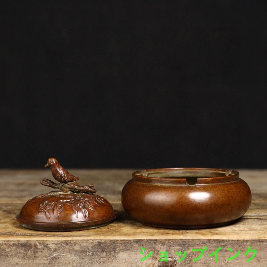 蘇工 純銅 カササギ 香炉 灰皿 装飾品 工芸品 美術品 置物