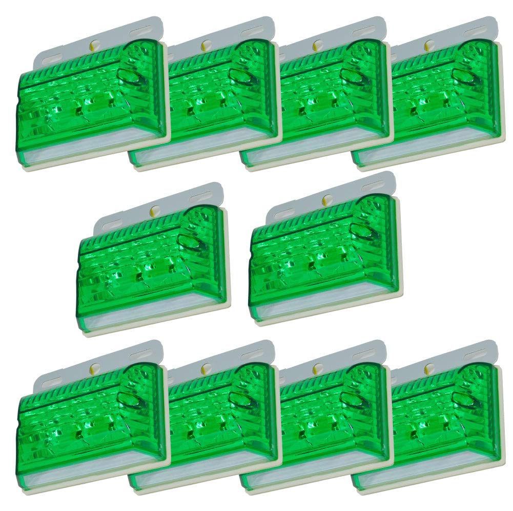 緑 10個セット morytrade LED サイドマーカー 12V マーカーランプ 角型 ダウンライト 軽トラ (緑 10個セット)