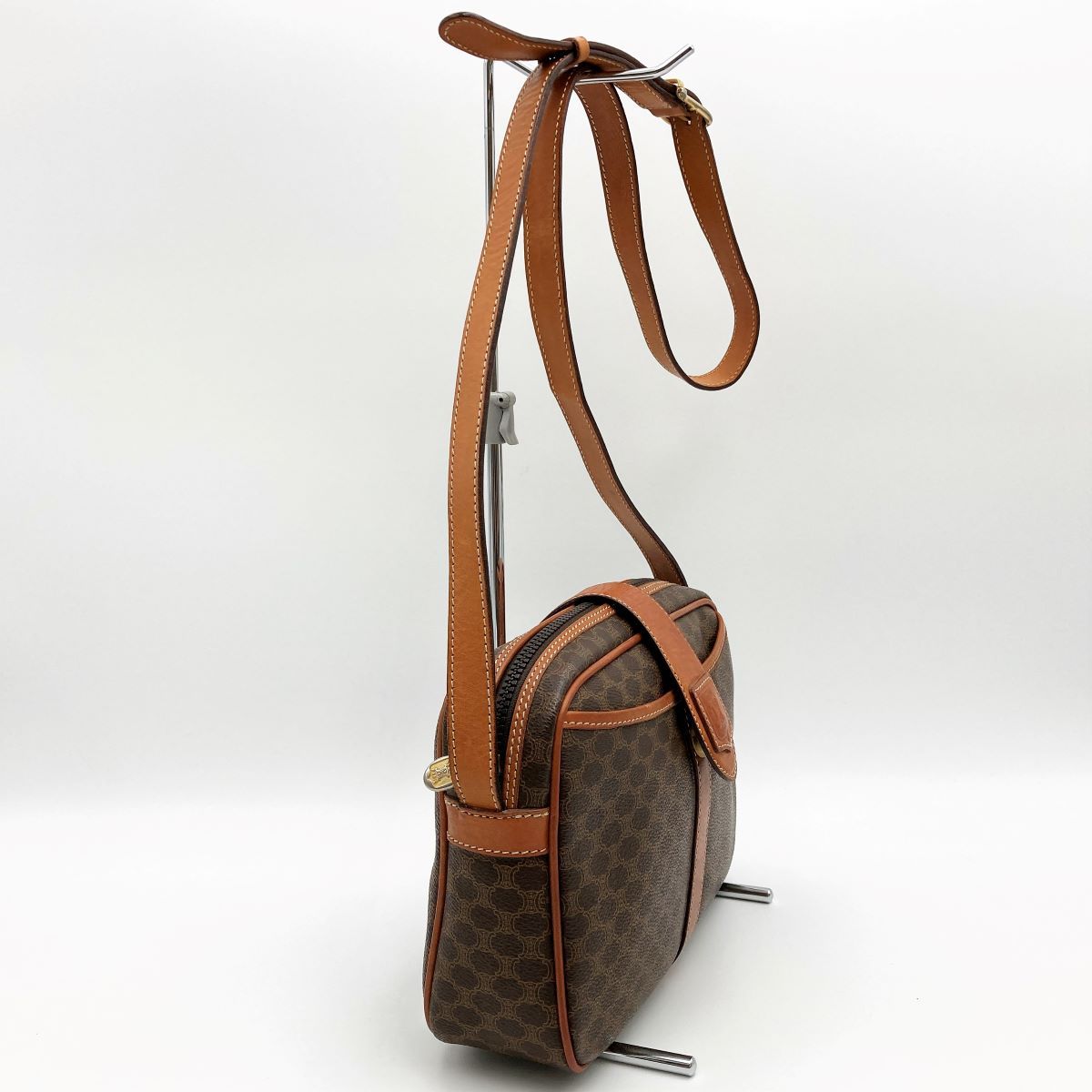 セリーヌ マカダム ハンドバッグ キャンバス ブラウン レディース