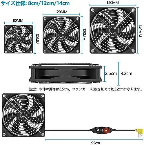 moriyaa 冷却ファン USB扇風機 PCファン ミニ型ファン 換気扇 3段