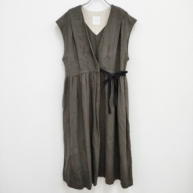 MAGALI ブラッシュド ベルギーリネン セミカシュクールワンピース  