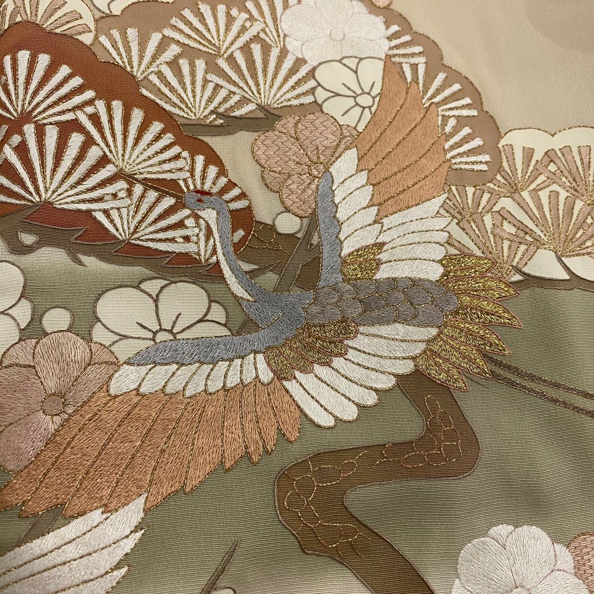 色留袖 身丈160.5cm 裄丈66cm M 袷 丹下雄介 落款 華文 向かい鳥