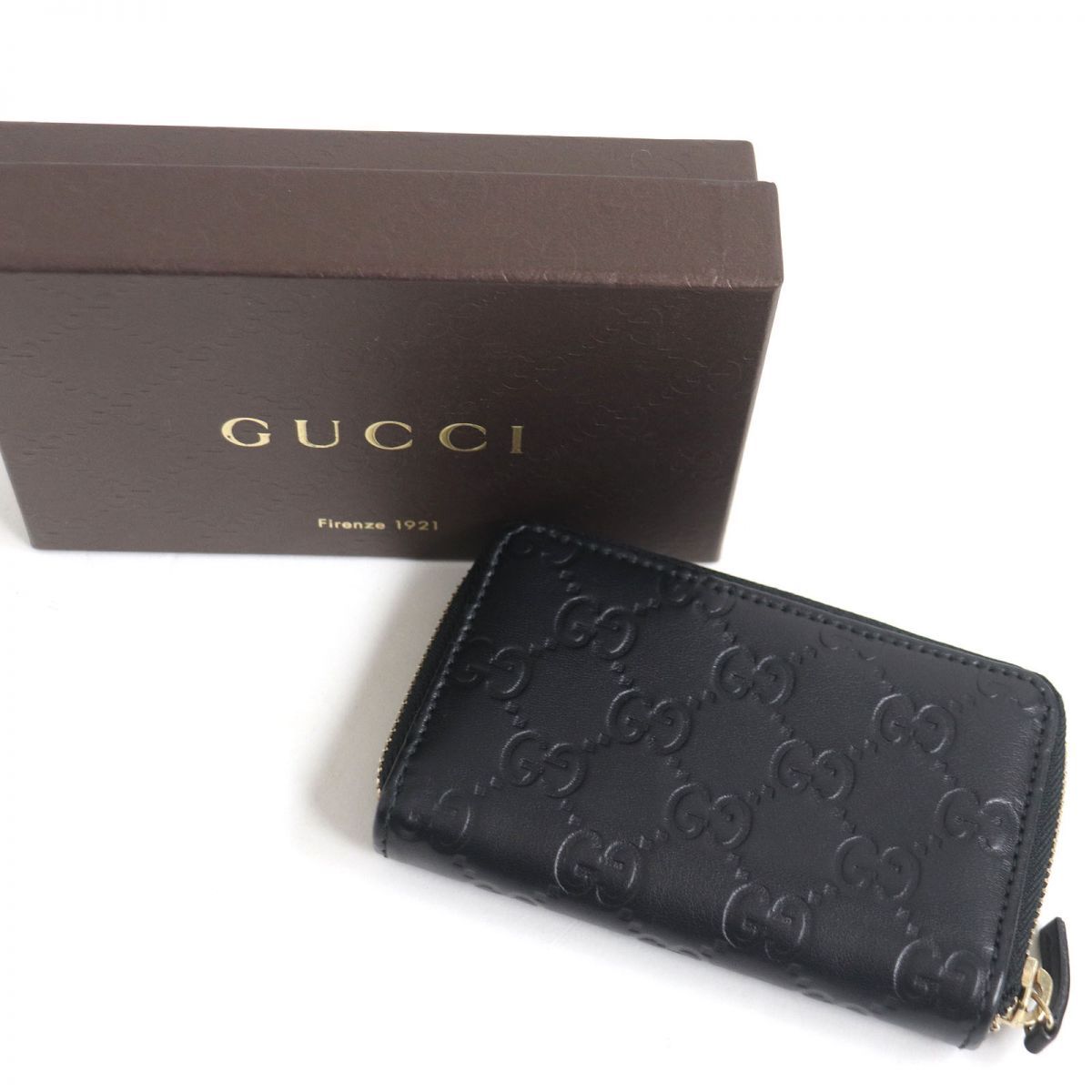 極美品□GUCCI/グッチ 255452 グッチシマレザー ラウンドファスナー