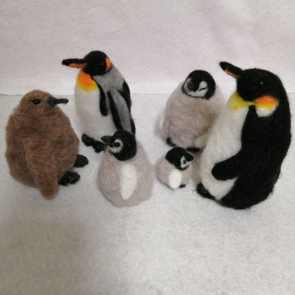 【羊毛フェルト】30cm越の大型★ペンギン★皇帝ペンギン　親子　鳥 羊毛フェルト】30cm越の大型☆ペンギン☆皇帝ペンギン 親子 鳥