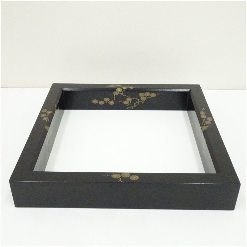 【茶道具】岡本陽斎作　海松貝蒔絵黒塗炉縁 茶道具】岡本陽斎作 海松貝蒔絵黒塗炉縁