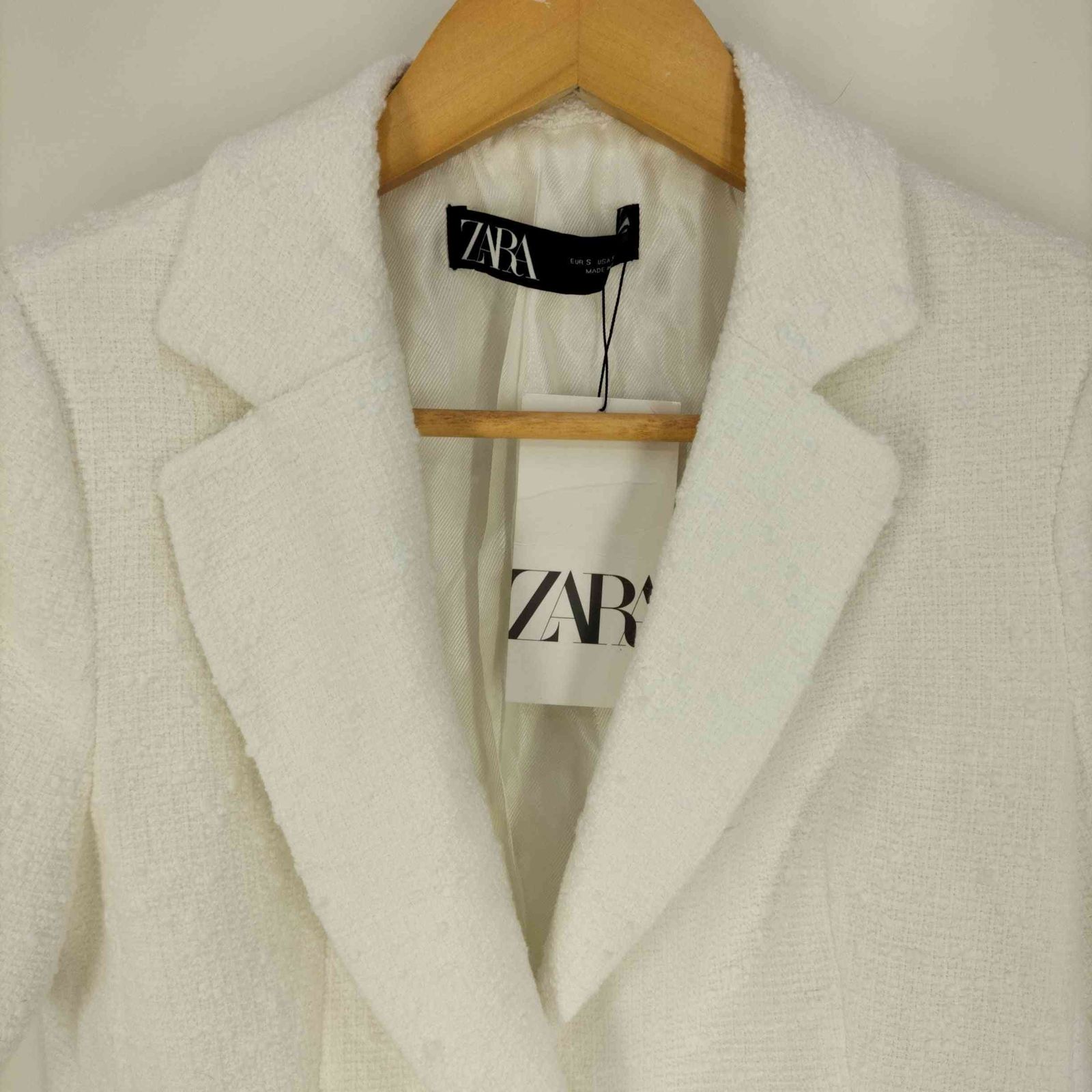 【完売品】ZARA アイボリー ツイード ジャケット L 極美品】ZARA ジャケット ツイードジャケット ホワイト Lサイズ