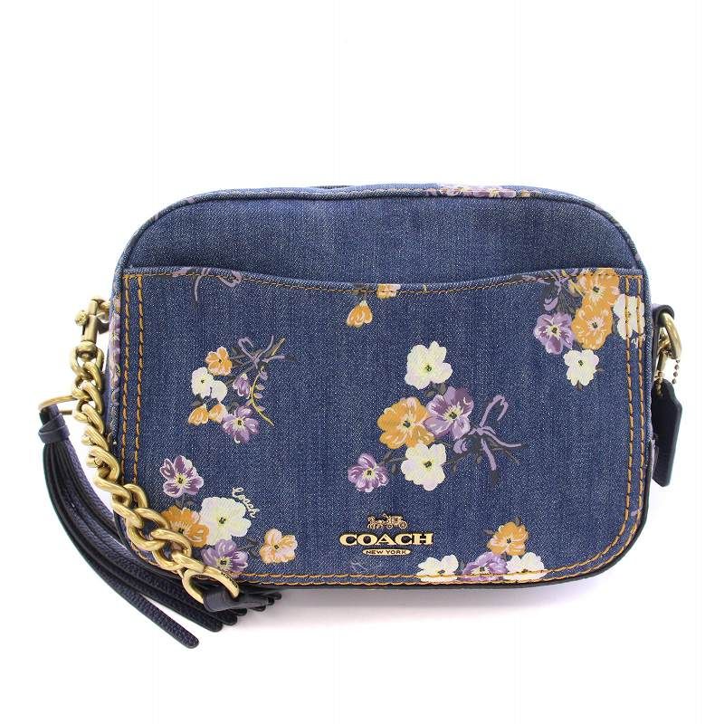 コーチ COACH ショルダーバッグ カメラバッグ チェーン デニム ロゴ