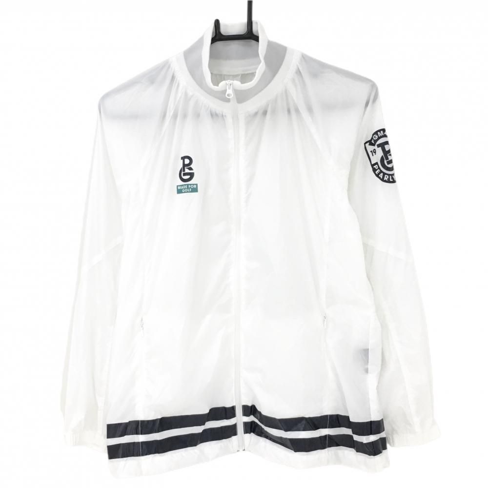 パーリーゲイツ ツインスニード 白×ネイビー 総柄地模様 蓄熱裏地